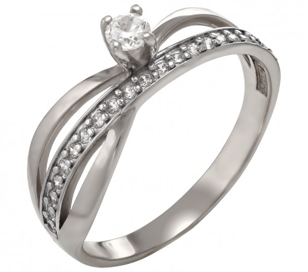 Серебряное кольцо с фианитами. Артикул 320101С - Фото  1