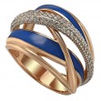 Золотое кольцо с фианитами и эмалью. Артикул 330129Е  размер 18 - Фото 4