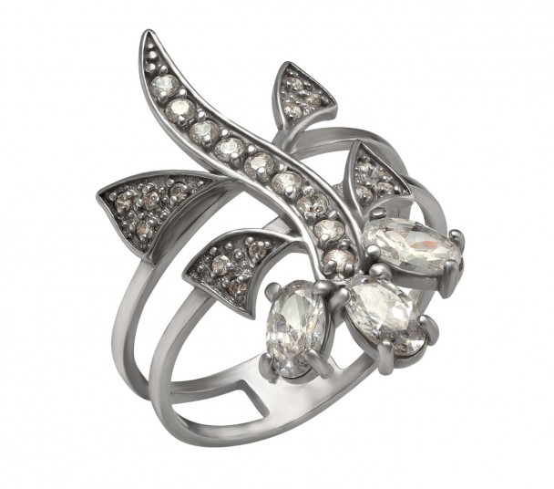 Серебряное кольцо с фианитом. Артикул 320159С - Фото  1