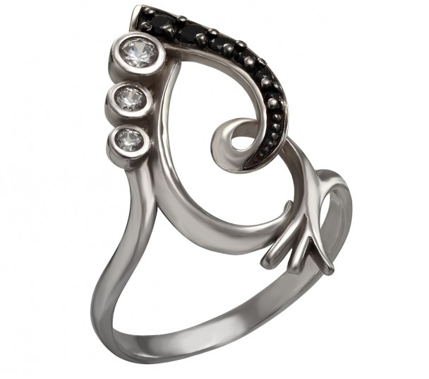 Серебряное кольцо с фианитами. Артикул 320449С - Фото  1