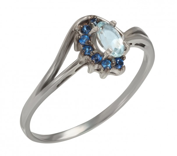 Серебряное кольцо с топазом и фианитами. Артикул 361007С  размер 17.5 - Фото 1