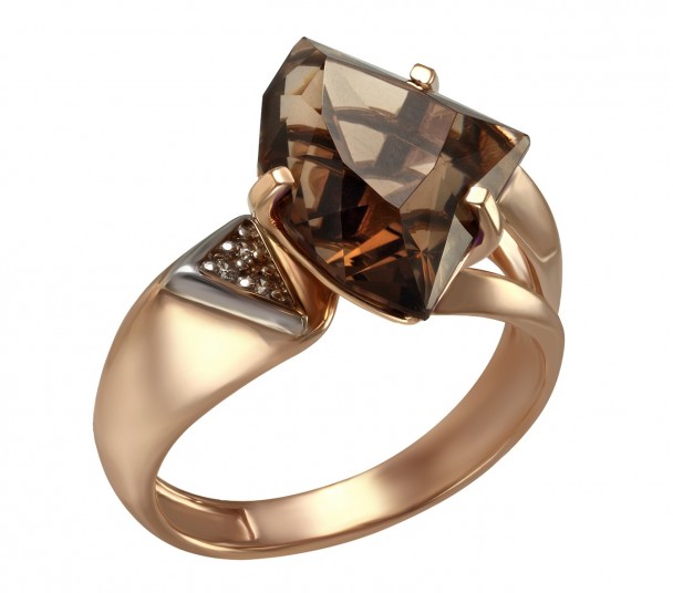 Золотое кольцо с кварцем и фианитами. Артикул 378742  размер 16.5 - Фото 1