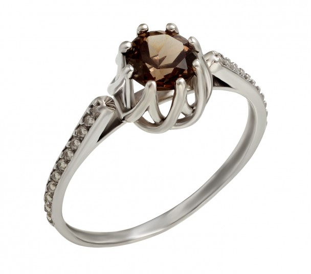 Серебряное кольцо с кварцем и фианитами. Артикул 378686С  размер 18 - Фото 1
