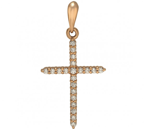 Золотой крестик с фианитами и эмалью. Артикул 270126E - Фото  1