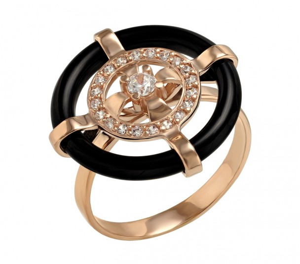 Золотое кольцо с фианитами. Артикул 380468 - Фото  1