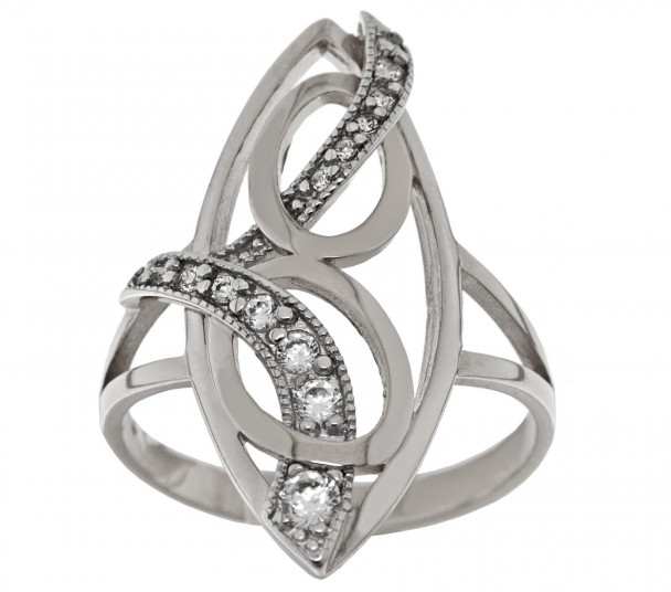 Серебряное кольцо с фианитом. Артикул 320940С - Фото  1