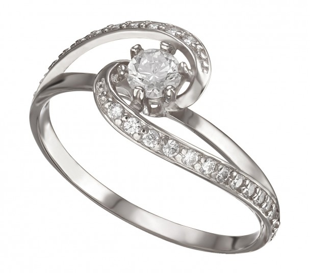 Серебряное кольцо с фианитом. Артикул 380138С - Фото  1