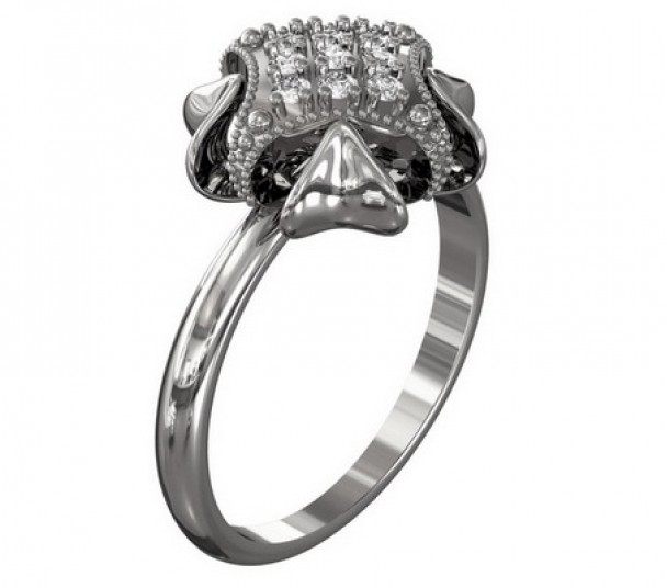 Серебряное кольцо с фианитами. Артикул 380061С - Фото  1