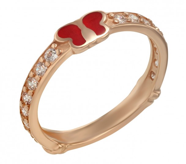 Золотое кольцо с фианитами и эмалью. Артикул 380218Е  размер 14 - Фото 1