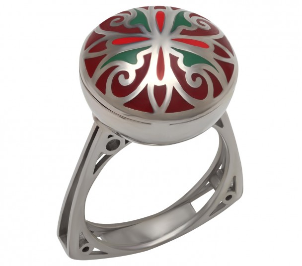 Серебряное кольцо с  эмалью. Артикул 310277А  размер 18 - Фото 1