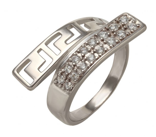 Серебряное кольцо с фианитами. Артикул 380105С - Фото  1