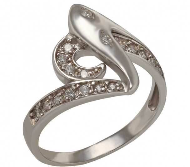Серебряное кольцо с жемчугом и фианитами. Артикул 330827С - Фото  1