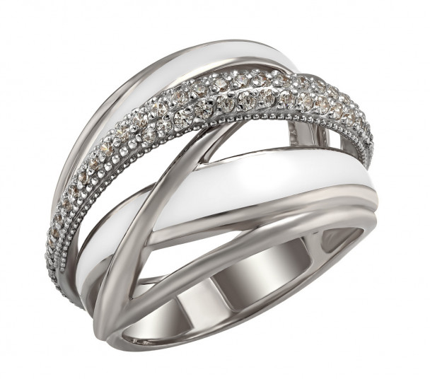 Серебряное кольцо с фианитами и эмалью. Артикул 330129А  размер 16 - Фото 1