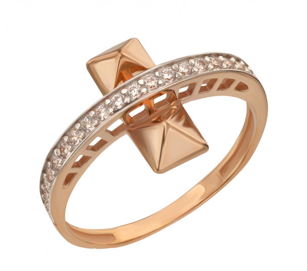 Золотое кольцо с топазом и фианитами. Артикул 361526 - Фото  1