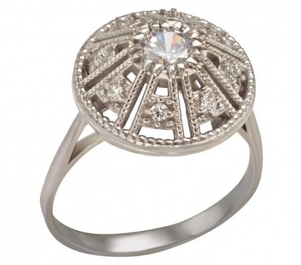 Серебряное кольцо с фианитом. Артикул 320895С - Фото  1