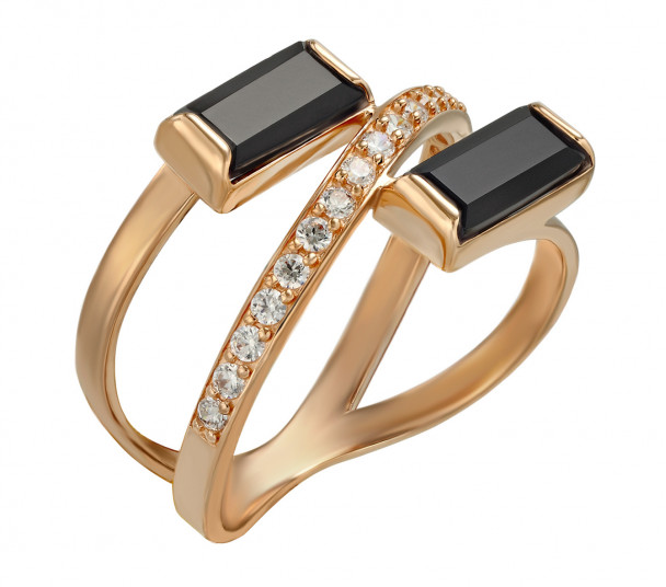 Золотое кольцо с агатом и фианитами. Артикул 369560  размер 18 - Фото 1