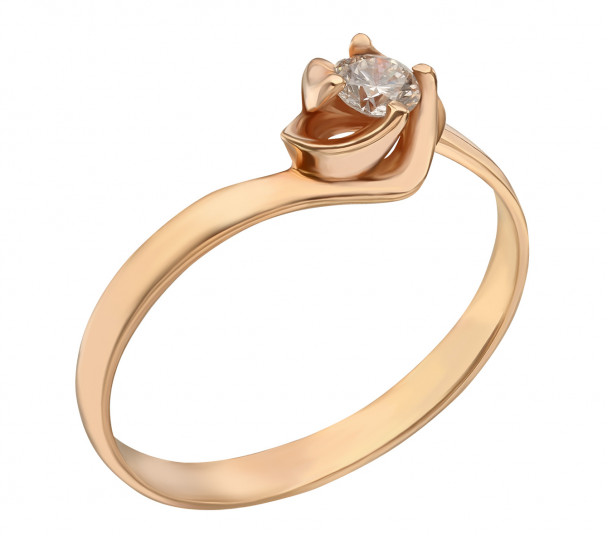 Золотое кольцо с бриллиантом. Артикул 740349 - Фото  1