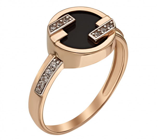 Золотое кольцо с нанокристаллом и фианитами. Артикул 330663 - Фото  1