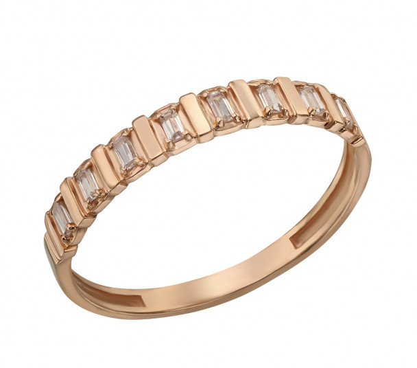 Золотое кольцо с фианитами. Артикул 380445 - Фото  1