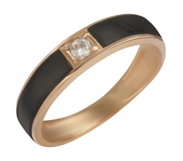 Золотое кольцо с эмалью. Артикул 300423Е - Фото  1