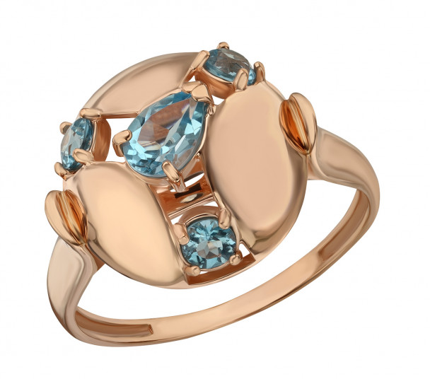 Золотое кольцо с голубыми топазами. Артикул 361649  размер 19 - Фото 1