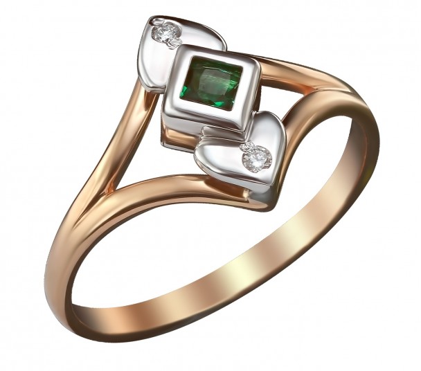 Золотое кольцо с бриллиантом. Артикул 750743 - Фото  1