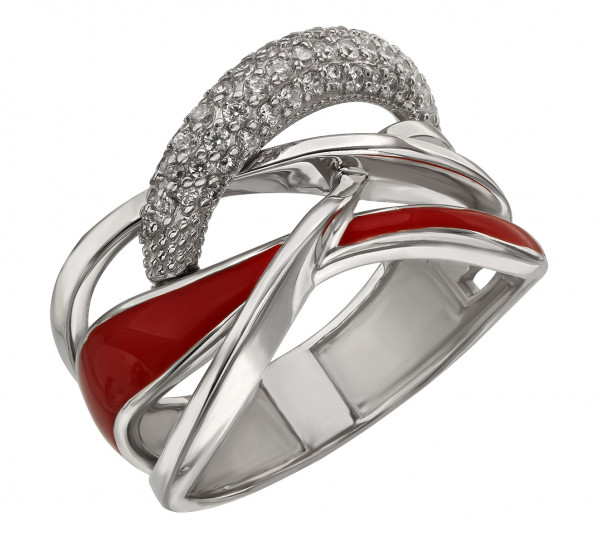 Серебряное кольцо с фианитами и эмалью. Артикул 330134А  размер 16 - Фото 1