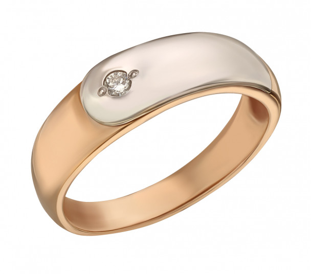 Обручальное кольцо из красного золота с бриллиантом. Артикул 750018  размер 19.5 - Фото 1
