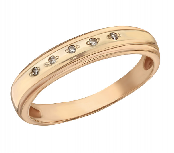 Обручальное кольцо из красного золота с бриллиантами. Артикул 750026  размер 22 - Фото 1