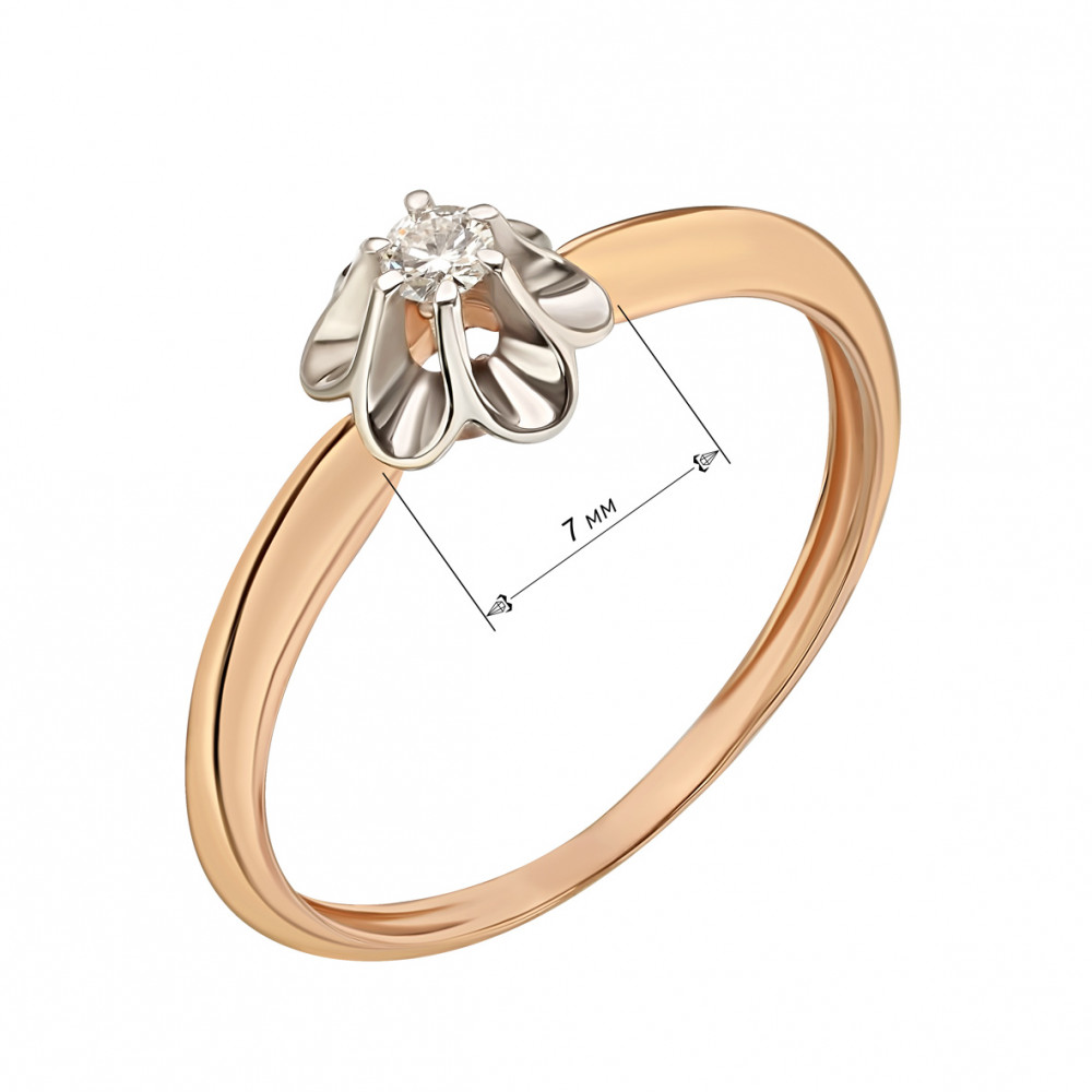 Золотое кольцо с бриллиантом. Артикул 750627  размер 19 - Фото 2