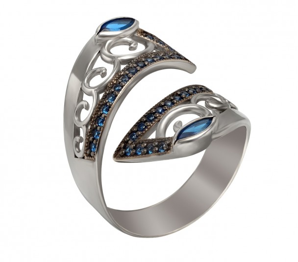 Серебряное кольцо с фианитами. Артикул 380105С - Фото  1