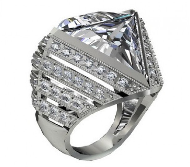 Серебряное кольцо с фианитами. Артикул 320067С  размер 18.5 - Фото 1