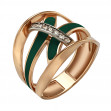 Золотое кольцо с фианитами и эмалью. Артикул 330127Е  размер 17.5 - Фото 3