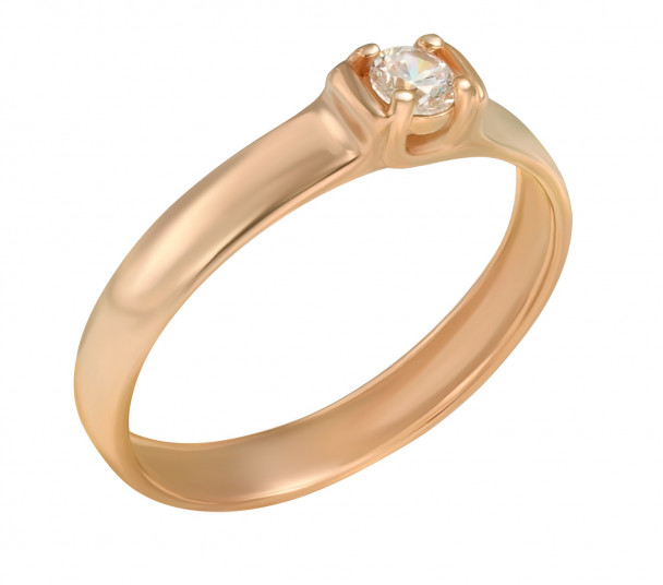 Кольцо в красном золоте с бриллиантом. Артикул 740337 - Фото  1