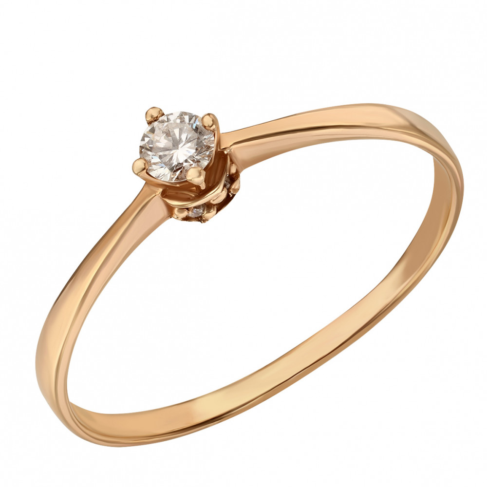Золотое кольцо с бриллиантом. Артикул 340334  размер 16 - Фото 2