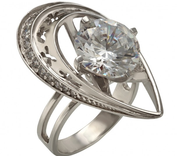 Серебряное кольцо с фианитами. Артикул 320743С  размер 18 - Фото 1