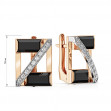 Gold earrings with onyx and cubic zirconias. Article 459307  - Photo 2