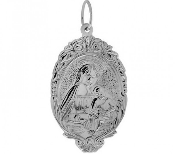 Серебряная ладанка Дева Мария с Младенцем. Артикул 100460С  - Фото 1