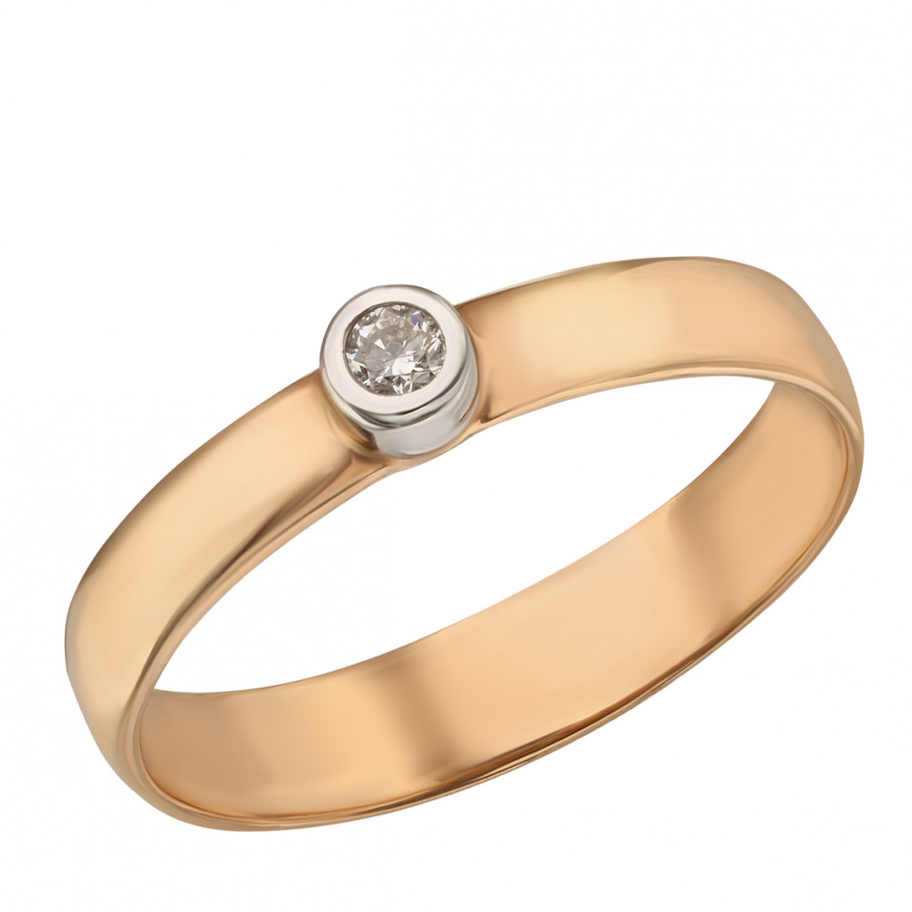 Золотое кольцо с бриллиантом. Артикул 750649  размер 17.5 - Фото 2