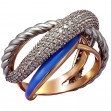 Золотое кольцо с фианитами и эмалью. Артикул 330139Е  размер 17.5 - Фото 4