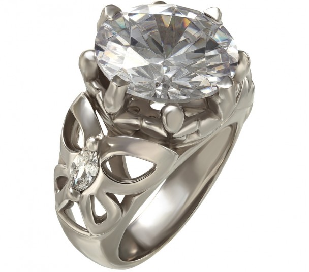 Серебряное кольцо с фианитами. Артикул  330781С  размер 18 - Фото 1
