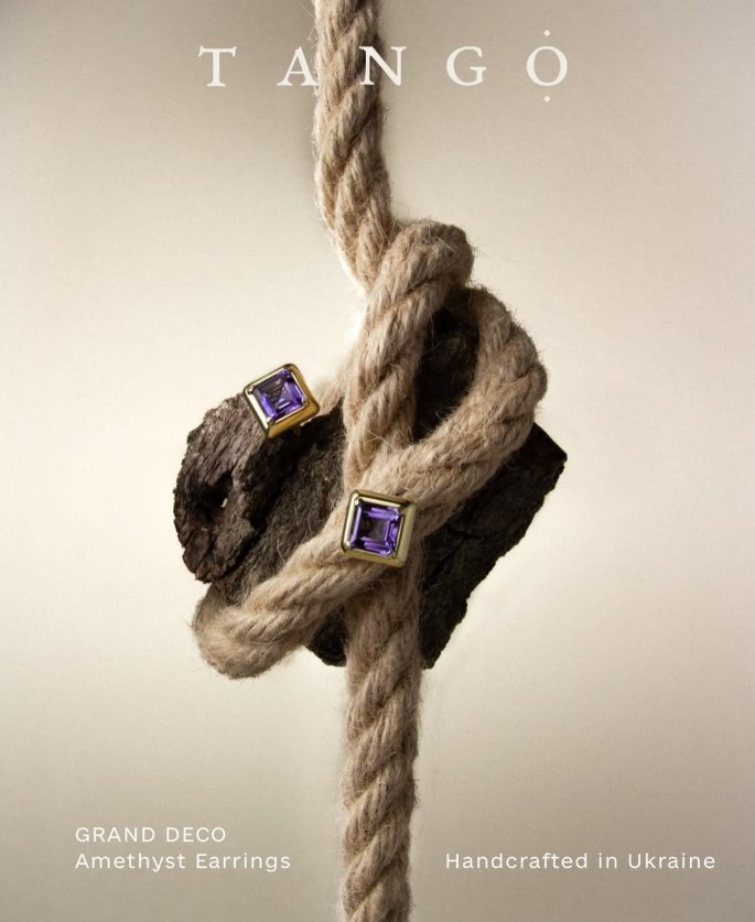 Золотые серьги с аметистом. Артикул 443726М  - Фото 2