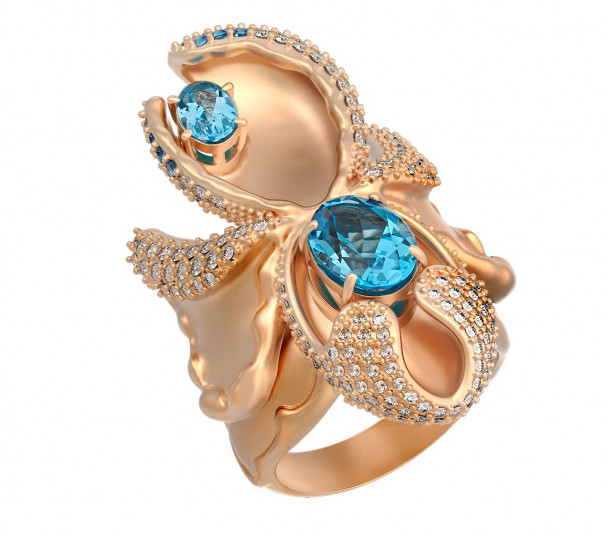 Золотые кольца с голубым топазом - Фото  12