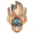 Золотое кольцо с голубым топазом и фианитами. Артикул 371778  размер 18 - Фото 2