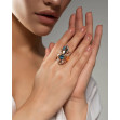 Золотое кольцо с голубым топазом и фианитами. Артикул 371778  размер 18 - Фото 4
