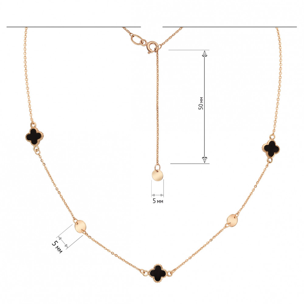 Золотое колье с эмалью. Артикул 860412Е  размер 400 - Фото 3