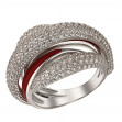 Серебряное кольцо с фианитами и эмалью. Артикул 330141А  размер 17.5 - Фото 2