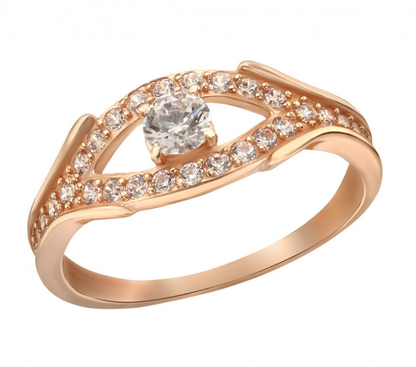 Золотое кольцо с жемчугом и фианитами. Артикул 380355 - Фото  1