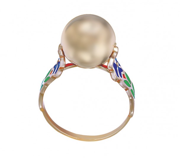 Золотое кольцо с эмалью. Артикул 300358Е  размер 19.5 - Фото 1