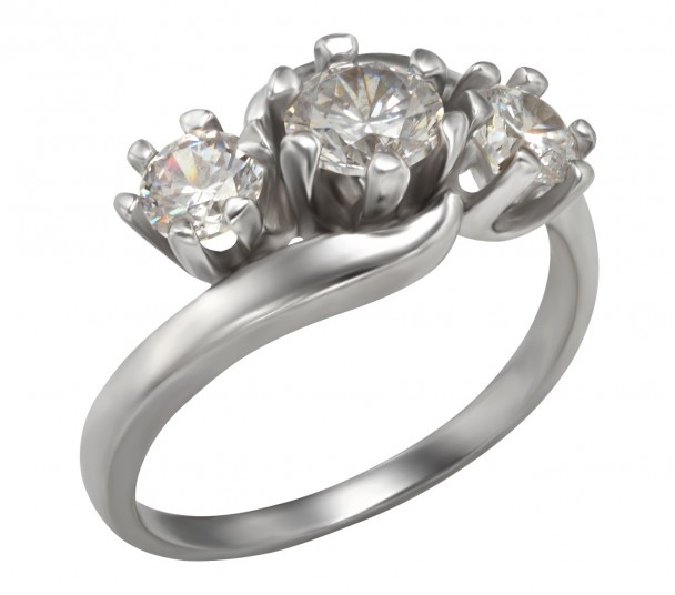Серебряное кольцо с фианитами. Артикул 320718С - Фото  1